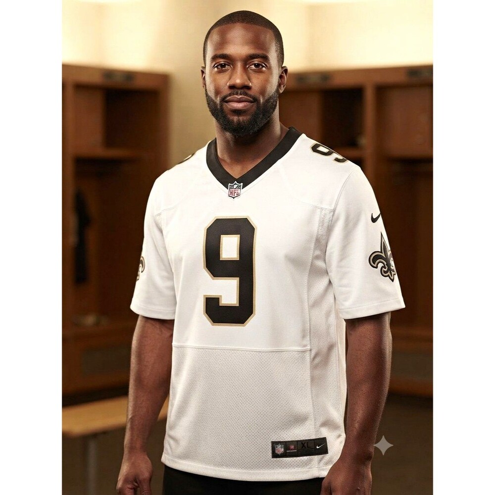 Nike NFL On Field New Orleans Saints Drew Brees #9 White/Black Jersey XL